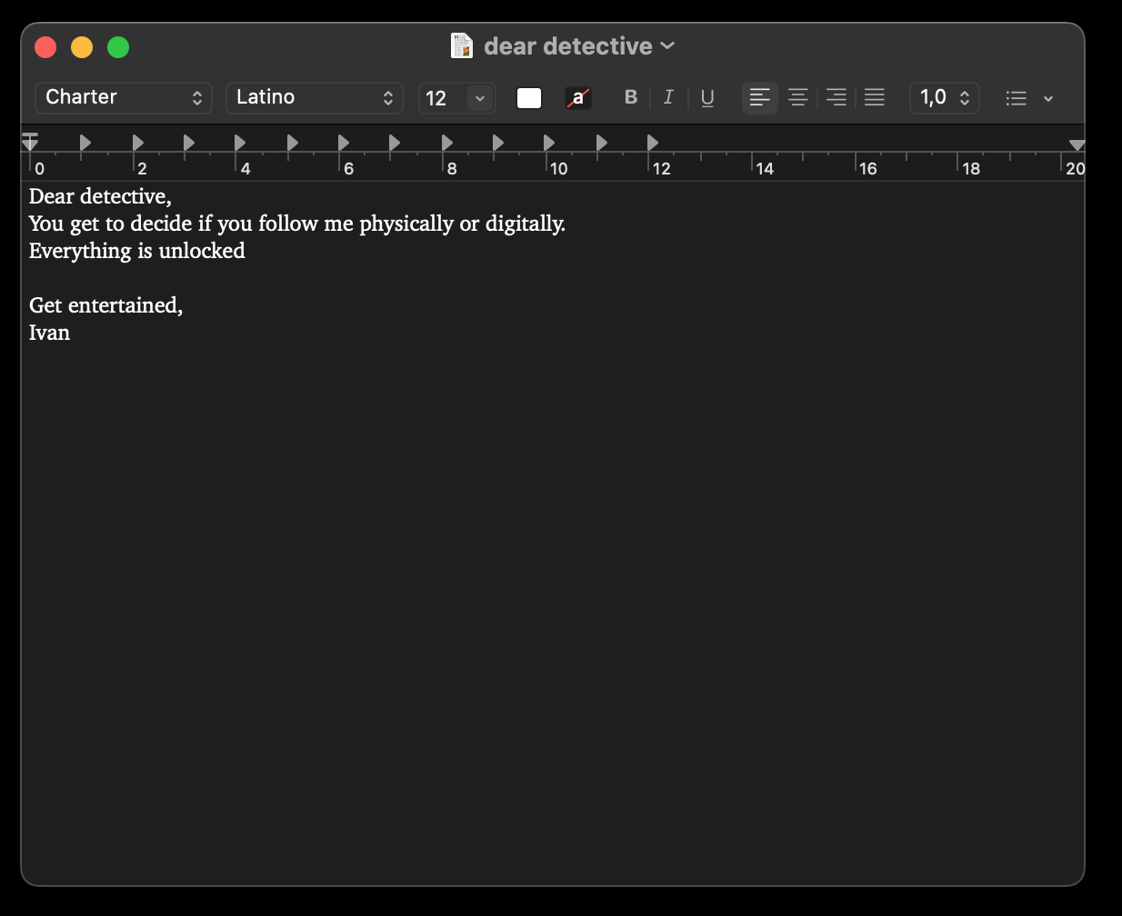 message directed to the detective
